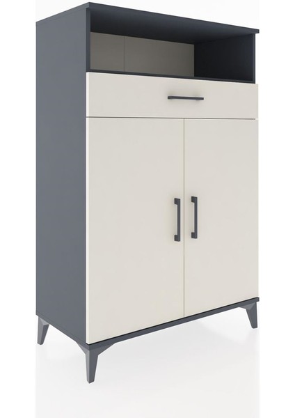Hyperion Dolap 3 Raflı Tek Çekmeceli 2 Kapaklı 88X44X134 Antrasit-Aytaşı fiyatları