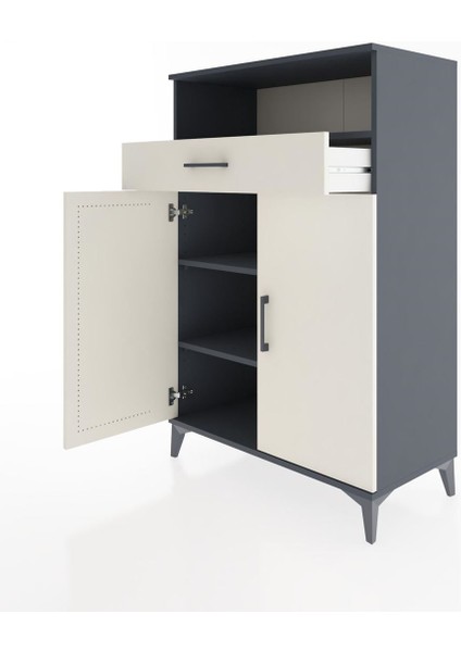 Hyperion Dolap 3 Raflı Tek Çekmeceli 2 Kapaklı 88X44X134 Antrasit-Aytaşı fırsatları