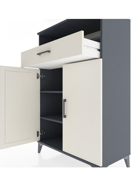 Hyperion Dolap 3 Raflı Tek Çekmeceli 2 Kapaklı 88X44X134 Antrasit-Aytaşı indirimleri