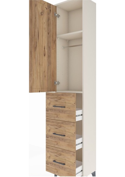 Arges Dolap 2 Raflı 3 Çekmeceli Tek Askılı 44X30X221 Aytaşı-Çam indirimleri