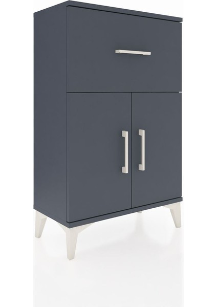 Arges Komodin Tek Raflı Tek Çekmeceli 2 Kapaklı 60X30X96 Antrasit-Antrasit fiyatları