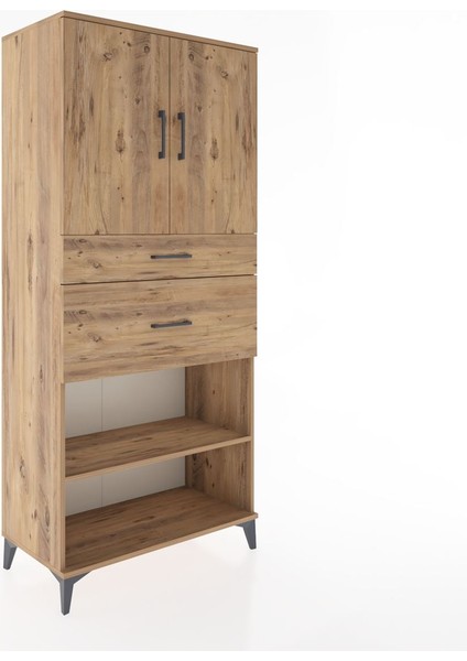 Hyperion Dolap 4 Raflı 2 Çekmeceli 2 Kapaklı 88X44X195 Çam-Çam fiyatları