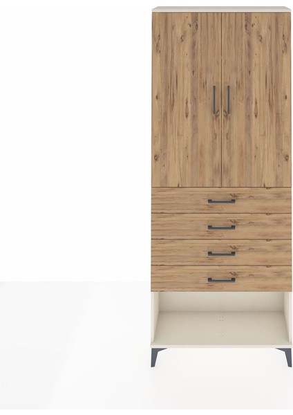 Arges Dolap 3 Raflı 4 Çekmeceli 2 Kapaklı 88X30X221 Aytaşı-Çam