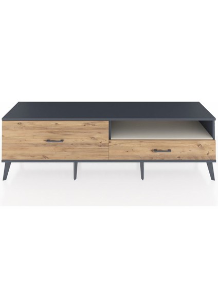 Hyperion Tv Ünitesi Tek Raflı 2 Çekmeceli 176X44X51 Antrasit-Aytaşı/çam