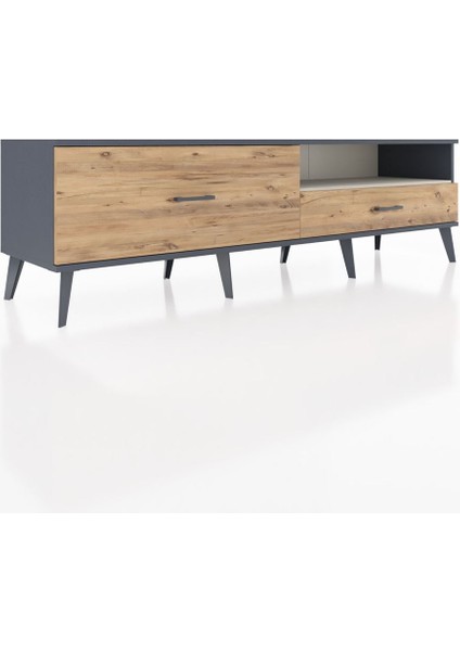 Hyperion Tv Ünitesi Tek Raflı 2 Çekmeceli 176X44X51 Antrasit-Aytaşı/çam fiyatları