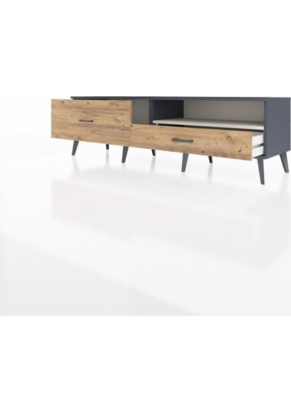 Hyperion Tv Ünitesi Tek Raflı 2 Çekmeceli 176X44X51 Antrasit-Aytaşı/çam modelleri
