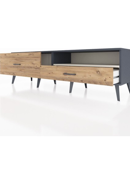 Hyperion Tv Ünitesi Tek Raflı 2 Çekmeceli 176X44X51 Antrasit-Aytaşı/çam fırsatları