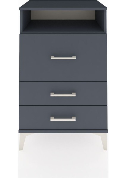 Hyperion Komodin Tek Raflı 3 Çekmeceli 60X44X96 Antrasit-Antrasit