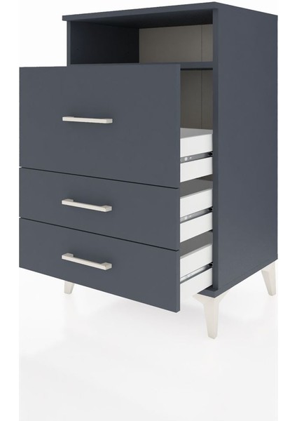 Hyperion Komodin Tek Raflı 3 Çekmeceli 60X44X96 Antrasit-Antrasit fırsatları