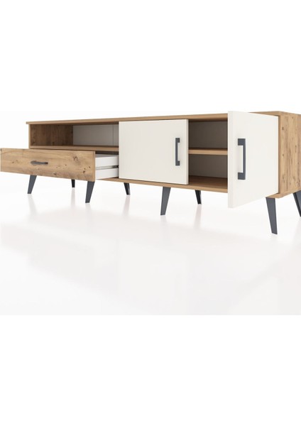 Hyperion Tv Ünitesi 2 Raflı Tek Çekmeceli 2 Kapaklı 176X44X51 Çam-Aytaşı/çam fırsatları