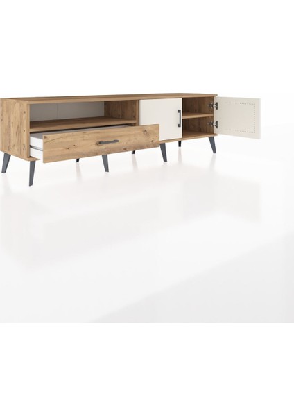 Hyperion Tv Ünitesi 2 Raflı Tek Çekmeceli 2 Kapaklı 176X44X51 Çam-Aytaşı/çam indirimleri
