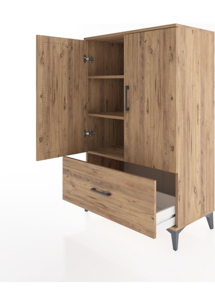 Hyperion Dolap 3 Raflı Tek Çekmeceli 2 Kapaklı 88X44X134 Çam-Çam fırsatları