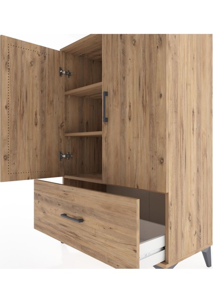 Hyperion Dolap 3 Raflı Tek Çekmeceli 2 Kapaklı 88X44X134 Çam-Çam indirimleri