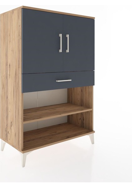 Hyperion Dolap 3 Raflı Tek Çekmeceli 2 Kapaklı 88X44X134 Çam-Antrasit fiyatları