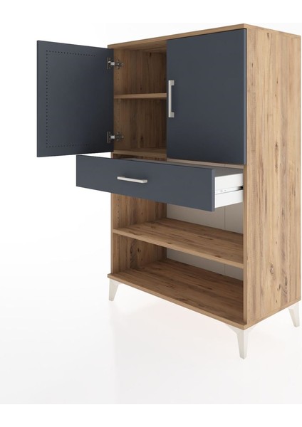 Hyperion Dolap 3 Raflı Tek Çekmeceli 2 Kapaklı 88X44X134 Çam-Antrasit fırsatları