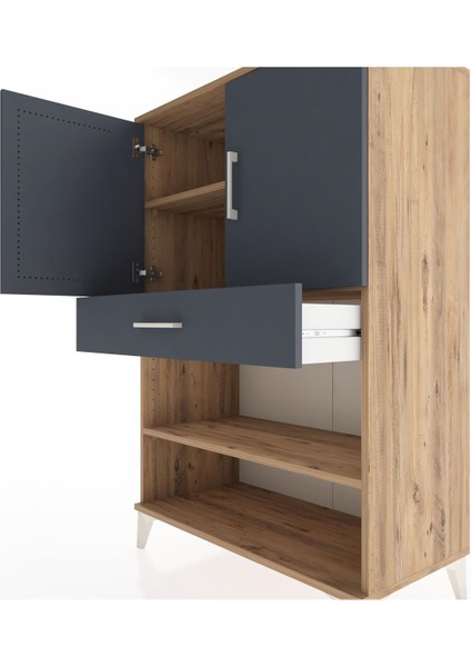 Hyperion Dolap 3 Raflı Tek Çekmeceli 2 Kapaklı 88X44X134 Çam-Antrasit indirimleri