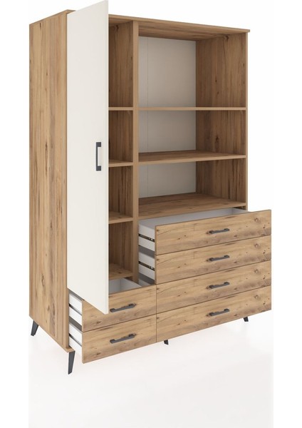 Kronos Dolap 7 Raflı 6 Çekmeceli Tek Kapaklı 132X59X195 Çam-Aytaşı/çam indirimleri