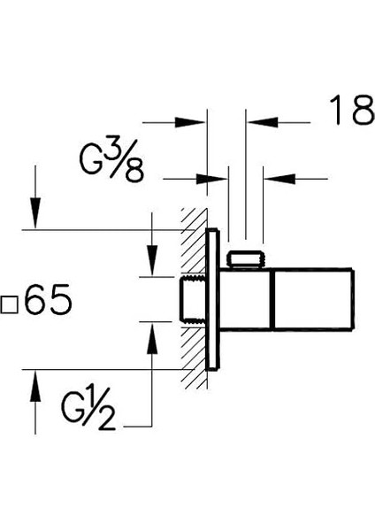 A45232 Kare Ara Musluk, 65 x 65 Mmkare Rozet Ürüne Dahil, Krom fiyatları