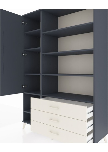 Hyperion Dolap 9 Raflı 3 Çekmeceli Tek Kapaklı 132X44X195 Antrasit-Antrasit/aytaşı fırsatları
