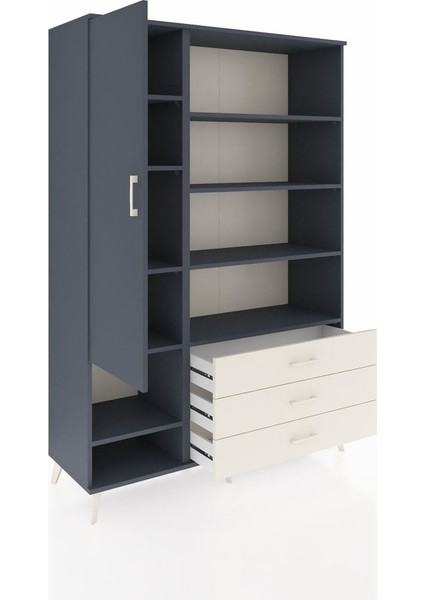 Hyperion Dolap 9 Raflı 3 Çekmeceli Tek Kapaklı 132X44X195 Antrasit-Antrasit/aytaşı indirimleri