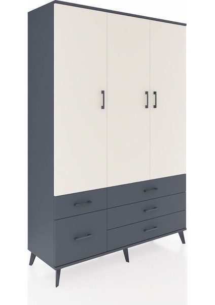 Hyperion Dolap 5 Raflı 5 Çekmeceli Tek Askılı 132X44X195 Antrasit-Aytaşı/antrasit fiyatları