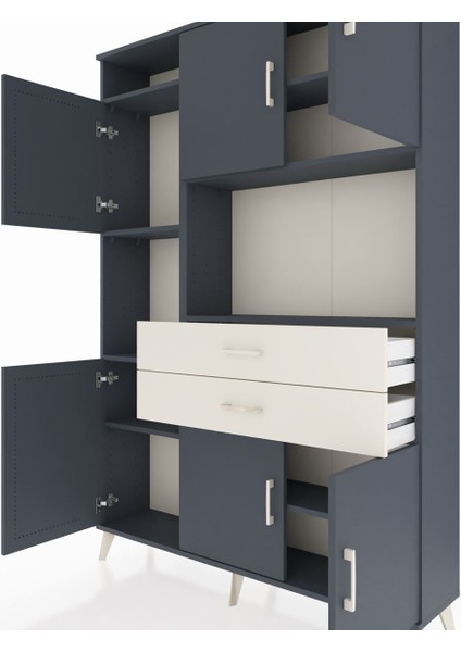 Arges Dolap 8 Raflı 2 Çekmeceli 6 Kapaklı 132X30X195 Antrasit-Antrasit/aytaşı fırsatları