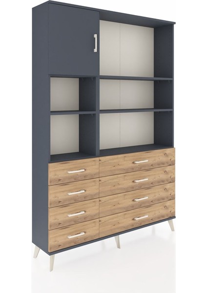 Arges Dolap 7 Raflı 8 Çekmeceli Tek Kapaklı 132X30X195 Antrasit-Antrasit/çam fiyatları