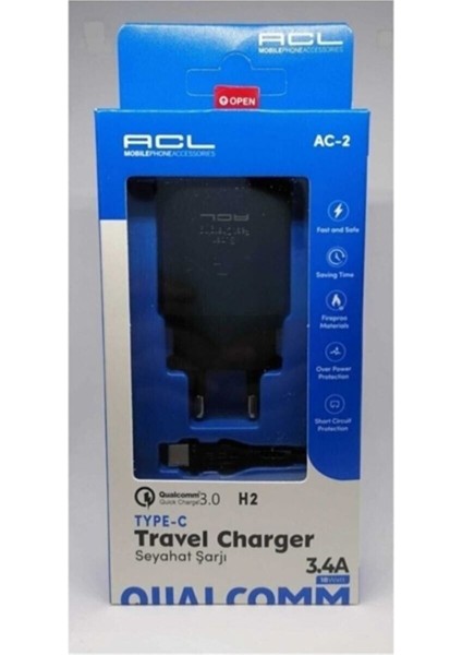 H2 Type-C Travel Charger 3.4A 18 Watt