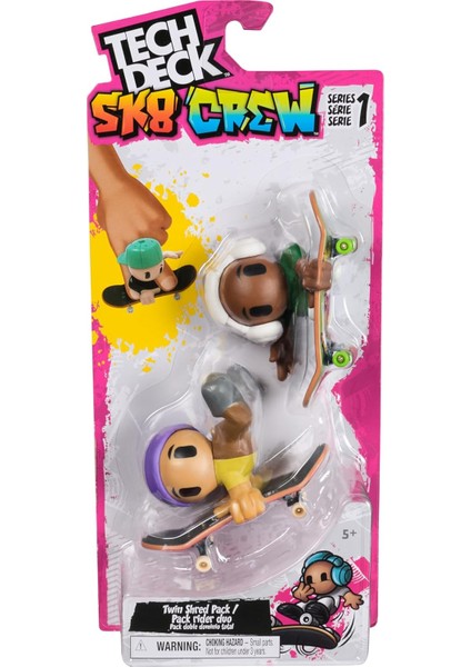 Sk8 Crew, Yardımcı Figürlü 2 Li Paket Parmak Kaykayları, Kişiselleştirilebilir Mini Kaykaylar, 5 Yaş ve Üzeri (Çeşitli)