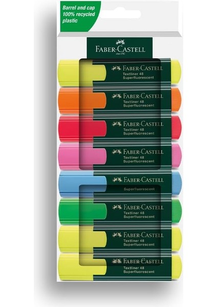 Fosforlu Seti, 8 Li, Su Bazlı Mürekkep, Kesik Uç, 3 Farklı Çizgi Kalınlığı, Yeniden Doldurulabilir