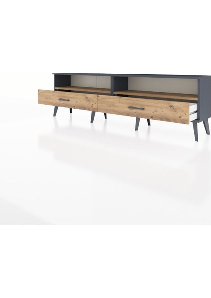 Arges Tv Ünitesi 2 Raflı 2 Çekmeceli 176X30X51 Antrasit-Çam/çam modelleri