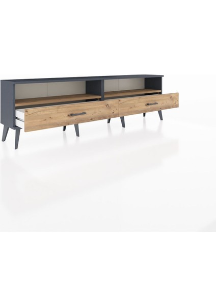 Arges Tv Ünitesi 2 Raflı 2 Çekmeceli 176X30X51 Antrasit-Çam/çam indirimleri