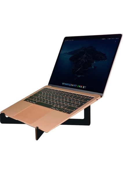 Bk Taşınabilir Siyah Ahşap Notebook Laptop Standı