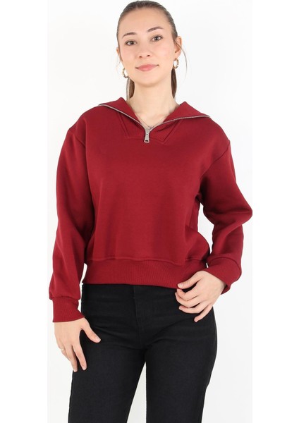 2512 Geniş Yaka Fermuarlı Sweat