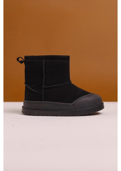 Jasmin Siyah Süet Ters Dikiş Detaylı Içi Kürklü Çocuk Bot
