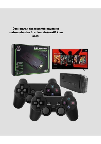 Kablosuz 4K Retro Atari Game Stick – 2 Kollu, 20000 Hazır Oyun modelleri