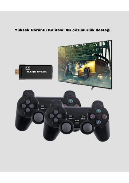 Kablosuz 4K Retro Atari Game Stick – 2 Kollu, 20000 Hazır Oyun fırsatları