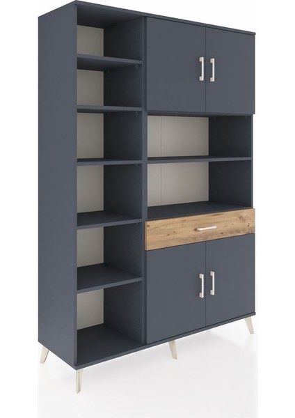 Hyperion Dolap 10 Raflı Tek Çekmeceli 4 Kapaklı 132X44X195 Antrasit-Antrasit/çam fiyatları