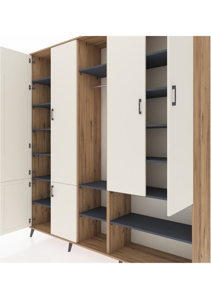 Hyperion Dolap 15 Raflı 5 Kapaklı Tek Askılı 220X44X243 Çam-Aytaşı/antrasit fırsatları