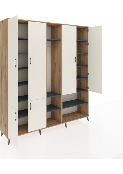 Hyperion Dolap 15 Raflı 5 Kapaklı Tek Askılı 220X44X243 Çam-Aytaşı/antrasit indirimleri