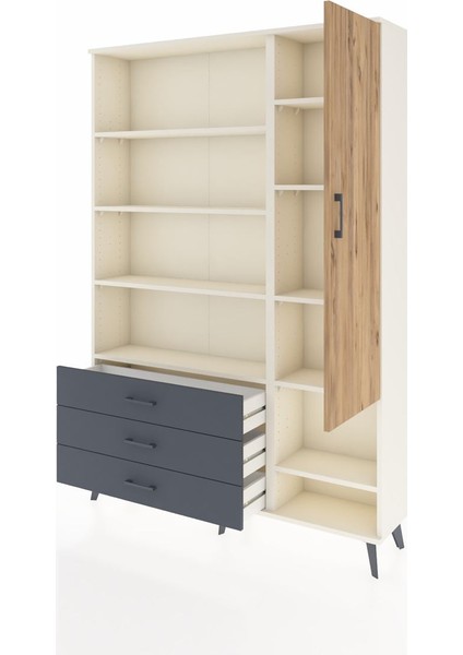 Arges Dolap 9 Raflı 3 Çekmeceli Tek Kapaklı 132X30X195 Aytaşı-Çam/antrasit modelleri