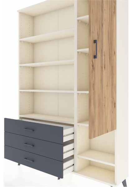 Arges Dolap 9 Raflı 3 Çekmeceli Tek Kapaklı 132X30X195 Aytaşı-Çam/antrasit fırsatları
