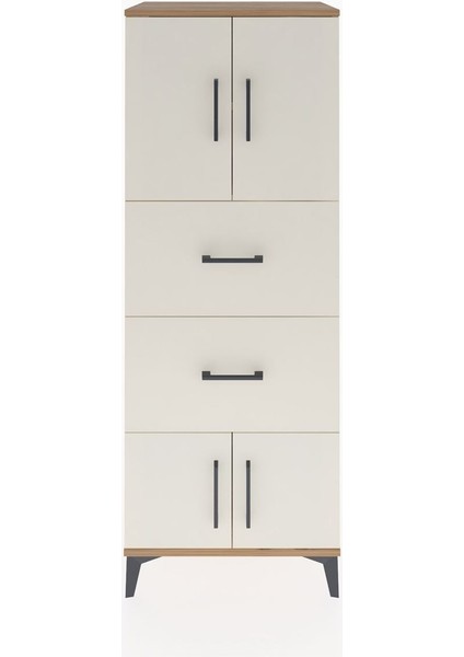 Hyperion Dolap 2 Raflı 2 Çekmeceli 4 Kapaklı 60X44X163 Çam-Aytaşı