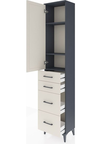 Arges Dolap 3 Raflı 4 Çekmeceli Tek Kapaklı 44X30X221 Antrasit-Aytaşı fırsatları