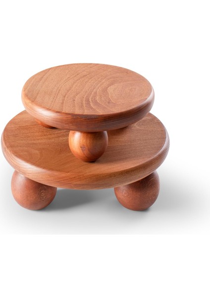 2'li Set El Yapımı Ahşap Top Ayaklı Sunum Tabağı Tahtası Kaliteli Dekoratif Sunumluk