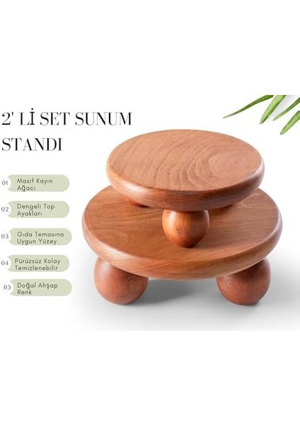 2'li Set El Yapımı Ahşap Top Ayaklı Sunum Tabağı Tahtası Kaliteli Dekoratif Sunumluk fiyatları