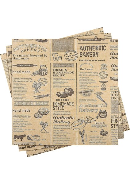 Gazete Desenli Yağlı Kağıt, Kendinden Desenli Mutfak Sunum Kağıdı, Yemek Sunumları Için Ideal 50 Adet