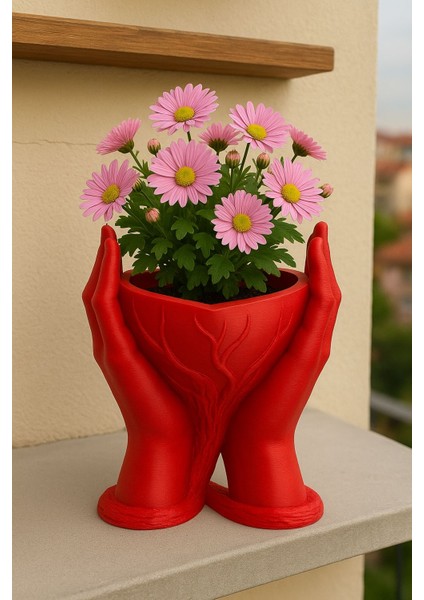 Kalp Eller Dekoratif Saksı- 3D fiyatları