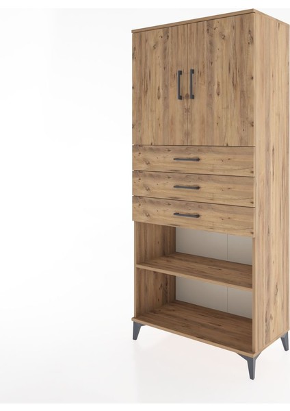 Hyperion Dolap 3 Raflı 3 Çekmeceli 2 Kapaklı 88X44X195 Çam-Çam modelleri