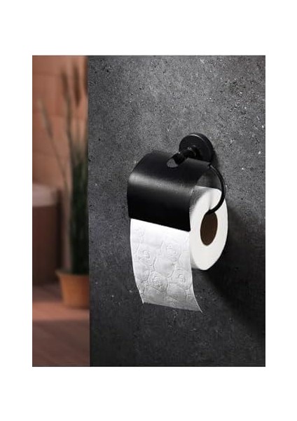 Haus Yapışkanlı Siyah Geniş Kapaklı Tuvalet Kağıtlığı Wc Kağıtlık Tuvalet Kağıdı Askısı modelleri